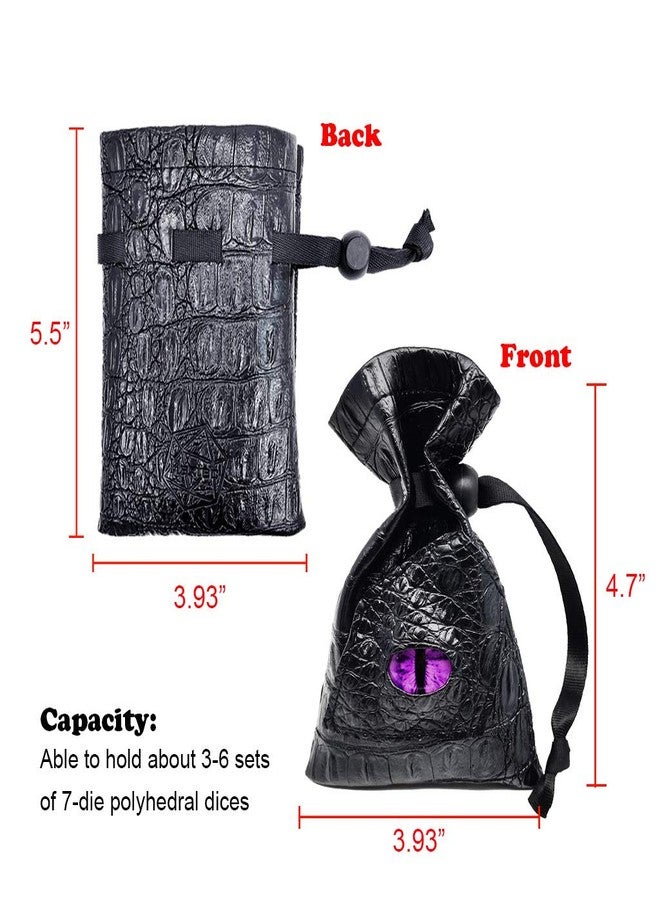 Haxtec Dragon Dice Bag Small Drawstring Leather DND Dice Pouch Storage Bag Compatible with Dungeons and Dragons Dice D&D Gift, Coins and Accessories (Purple Eye) Patent Number D893867 - Image 4